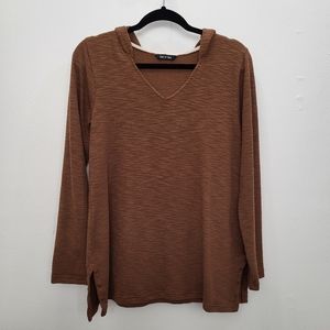 Top Hooded Stretchy Bown Tan Size M